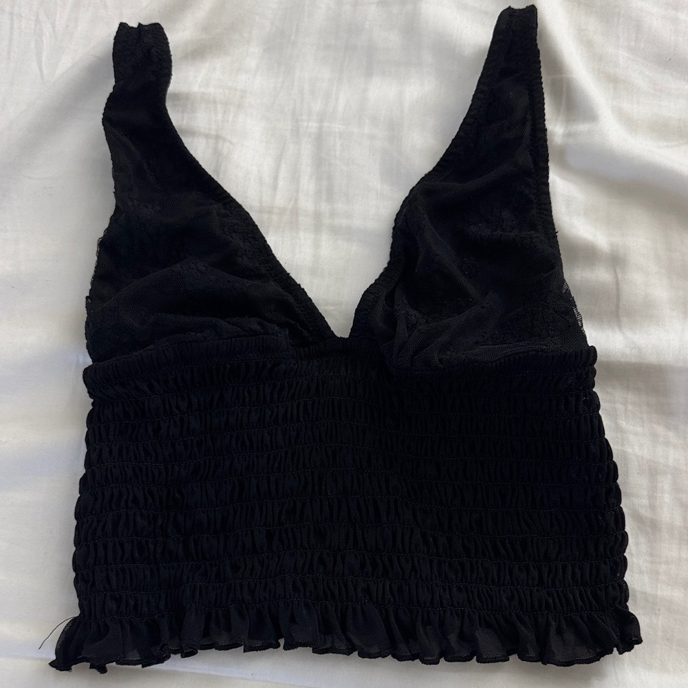 Black Ruched Crop tank Top